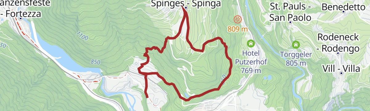 Route map: From Aicha/Aica to Spinges/Spinga